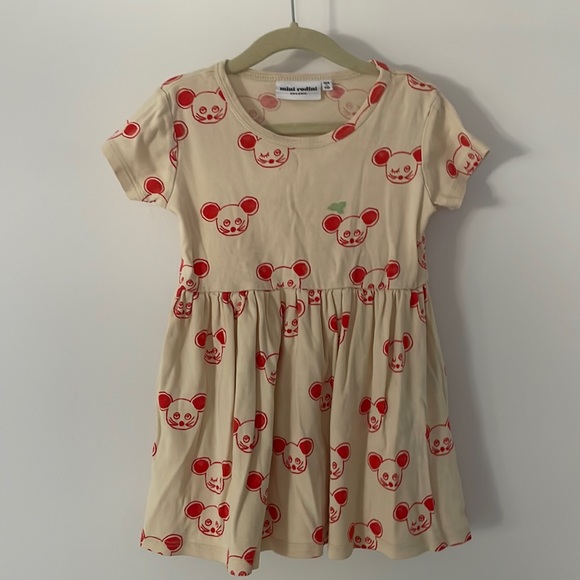 Mini Rodini Winking Mouse Dress STAIN 104/110 3-5 years runs small more 2-4 y - Picture 2 of 8